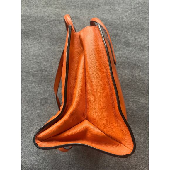Prada Womens Orange Saffiano Leather Triple Pocket Convertible Tote Bag 13x10 In - Picture 7 of 16